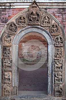 Ancient bas-relief at Durbar Square in Patan, Nepal