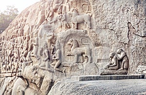 Ancient basrelief in Mamallapuram