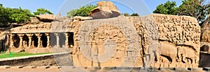 Ancient basreliefs in Mamallapuram, Tamil Nadu