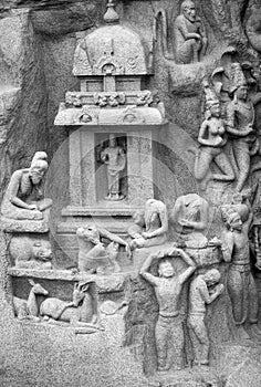 Ancient basreliefs and statues in Mamallapuram, Tamil Nadu, I