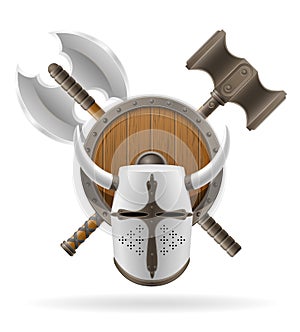 Ancient battle weapons stock vector illustration