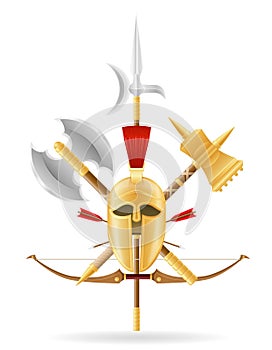 Ancient battle weapons stock vector illustration