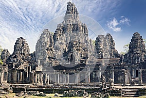 Ancient Bayon Temple 12th century At Angkor Wat, Siem Reap, Cambodia