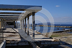 Ancient beach patio in Chania, Greece.