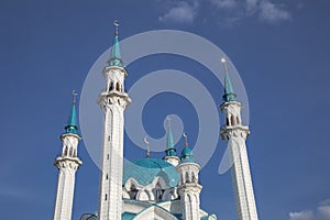 Ancient beautiful mosque against the blue sky.