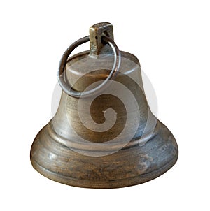 Ancient bell isolated  on a white background close-up