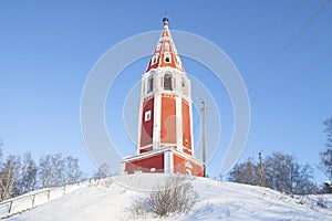 Ancient bell tower of the Church of the Icon of the Mother of God of Kazanskaya. Tutaev