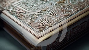 Ancient Bible, ornate cover, gold decoration, leather generated by AI