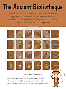 The Ancient Biblioteque Educational Sheet. Primary module for Attention and Perception. 5-6 years old