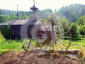 Ancient bicycle in an ethnographic park