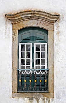 Ancient blacony on facade in Ouro Preto, Brazil