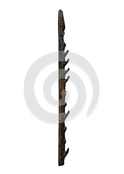 Ancient bone arrowhead on a white background, isolated