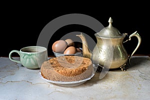 Ancient brass tea pot