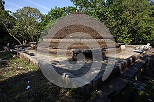 The ancient brick stupa at Lahugala Magul Mahavihara near Pottuvil on the east coast of Sri Lanka.