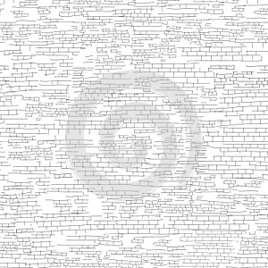 Ancient brick wall background. Shabby brick wall sketch pattern