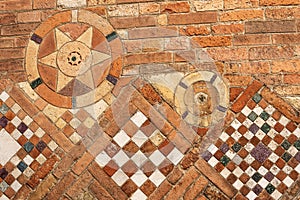 Ancient brick wall - Basilica of Santo Stefano in Bologna Italy