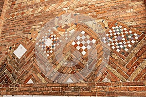 Ancient brick wall - Basilica of Santo Stefano in Bologna Italy