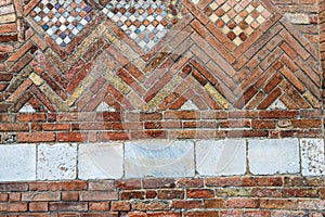 Ancient brick wall - Basilica of Santo Stefano in Bologna Italy