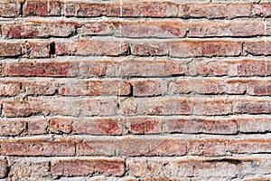 Ancient brickwork, wall of the old church of the 1670s