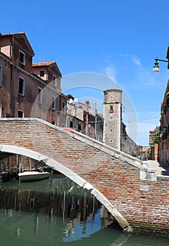 ancient bridge of the island of Venice without people during the