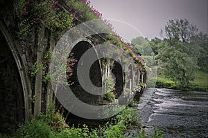 Ancient bridge over stream