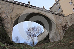 Ancient bridge of Veveri castle in Czech republic