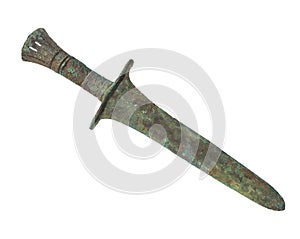 Ancient bronze age dagger isolated.