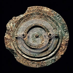 Ancient bronze astronomical mechanism with engraved concentric rings