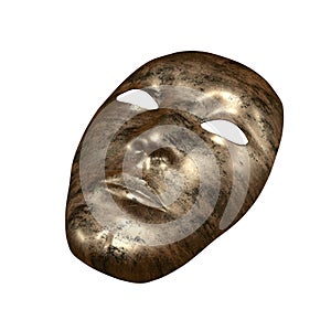 Ancient bronze mask 3d rendering