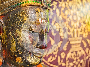 ancient buddha sculpture in the temple ,Chiang Mai Thailand.