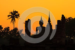 Ancient buddha statue. Sukhothai Historical Park