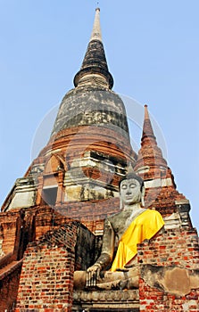 Ancient Buddha statue in the temple Wat Phra Sri Sanphet. Ayutthaya, Thailand.