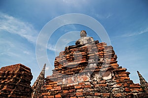 Ancient Buddha statue at Wat Chai Watthanaram Temple, Ayutthaya, Thailand