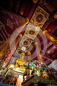 Ancient Buddha Statue in Wat Nah Phramen Chapel Buddhist temp