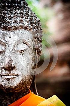 Ancient Buddha statue at Wat Yai Chai Mongkol Temple, Ayutthaya, Thailand