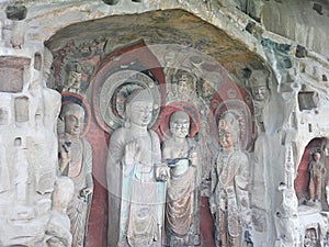 Ancient Buddha statues found inside caves by the side of the mountain
