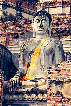 Ancient Buddha at Wat Yai Chaimongkol, Ayutthaya