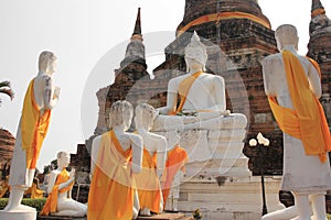 Ancient Buddha at Watlokayasutharam Temple in Ayutthaya, Thailand