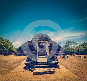 Ancient Buddhist dagoba stupe Pabula Vihara. Sri Lanka