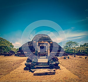 Ancient Buddhist dagoba (stupe) Pabula Vihara. Sri Lanka