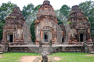 Ancient buddhist khmer temple in Angkor Wat, Cambodia. Preah Ko Prasat
