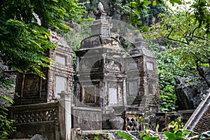 Ancient buddhist pagoda cave complex Bich Dong. Ninh Binh, Vietnam