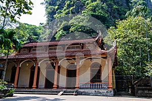 Ancient buddhist pagoda cave complex Bich Dong. Ninh Binh, Vietnam