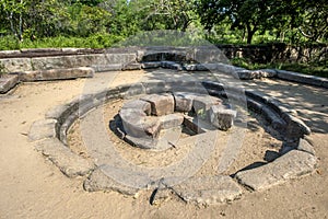The ancient Buddhist site of Lahugala Magul Mahavihara in Sri Lanka.