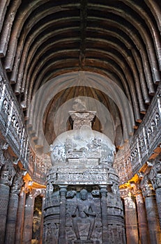 Ancient buddhist stupa in Ajanta caves, India