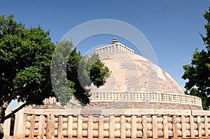 Ancient Buddhist stupa in Sanchi, India