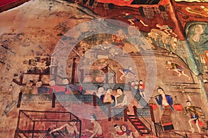 Ancient Buddhist temple mural
