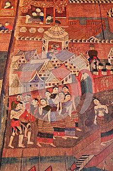 Ancient Buddhist temple mural