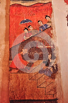 Ancient Buddhist temple mural