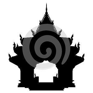 Ancient buddhist temple in Thailand. Vector silhouette